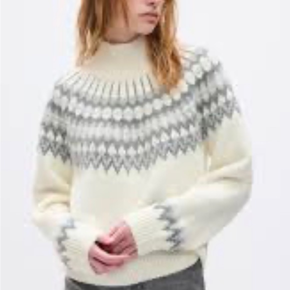 THE GAP 
Fair Isle Mockneck Sweater BNWT size M
Color Chino beige - Picture 2 of 6